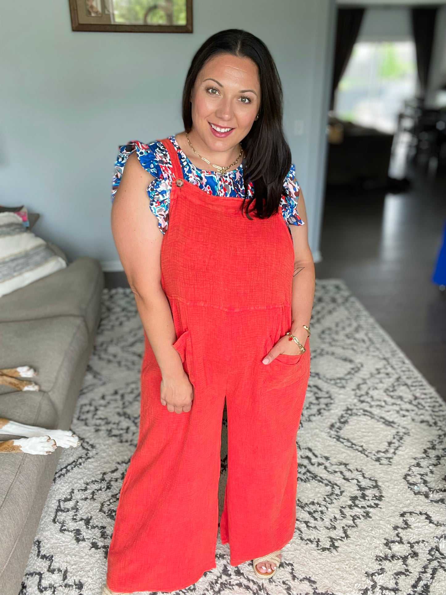 Yankee Doodle Crinkle Woven Jumpsuit