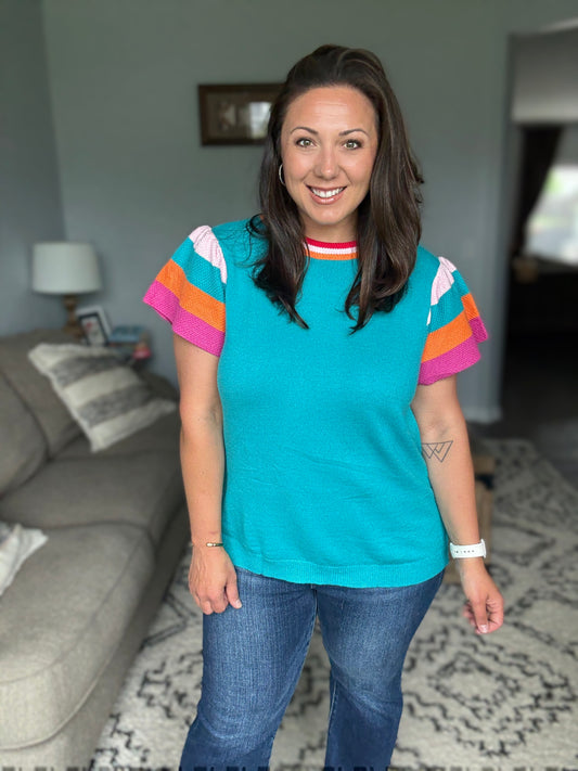 Perfect Playlist Color Block Sleeve Top
