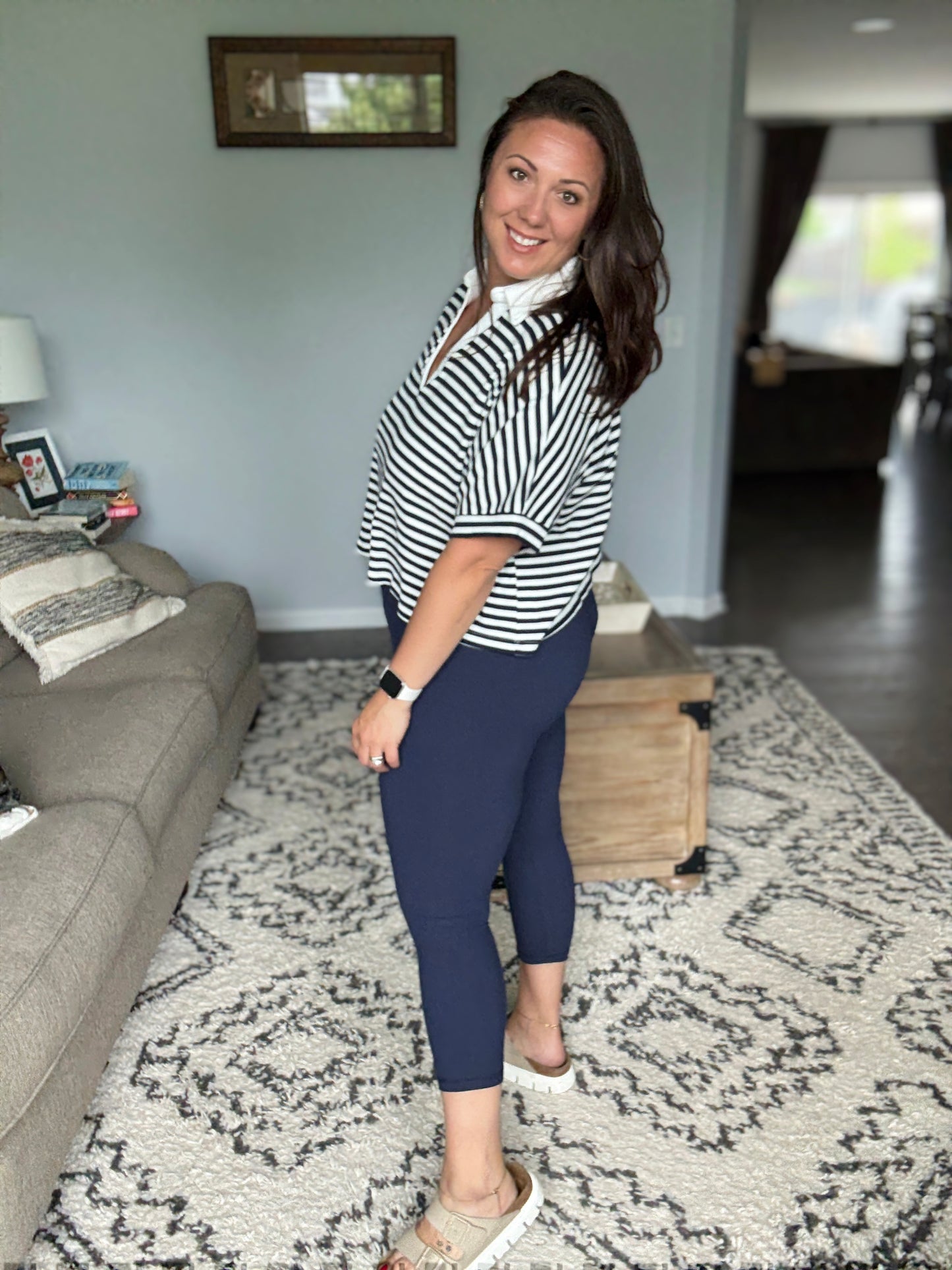 Lotus Butter Soft Capri Leggings in Black and Navy