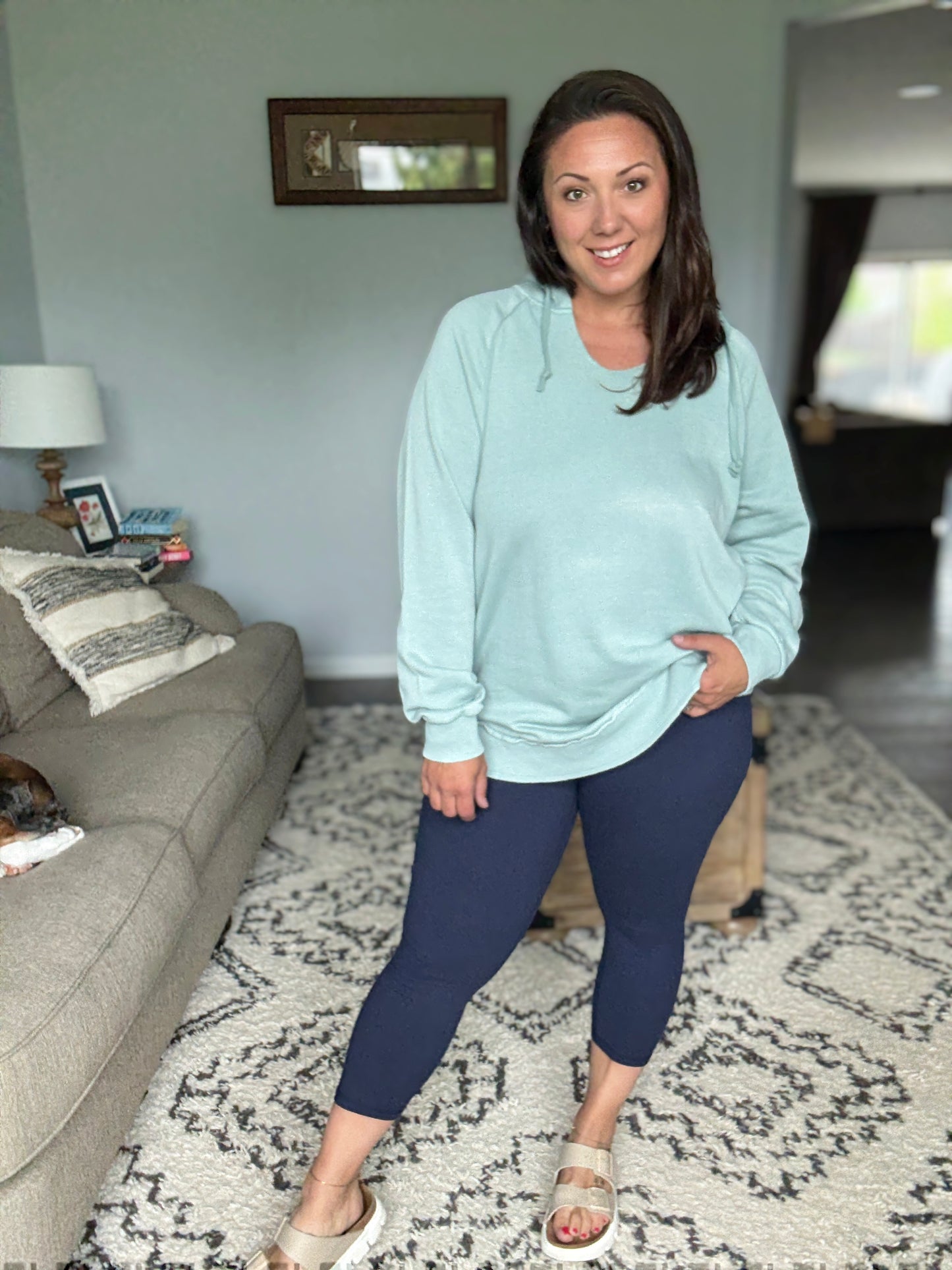 Lotus Butter Soft Capri Leggings in Black and Navy