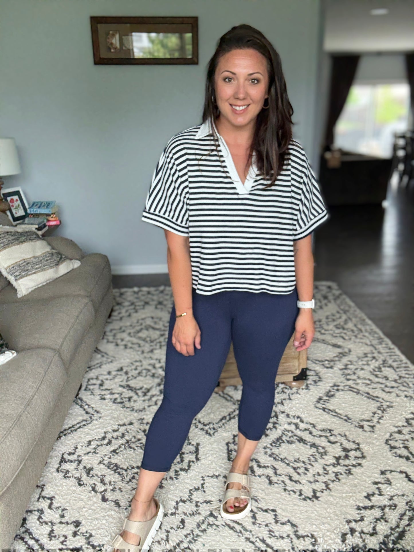 Lotus Butter Soft Capri Leggings in Black and Navy