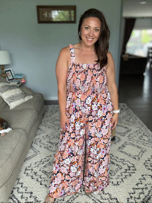 Live Your Best Life Floral Jumpsuit in Retro Floral