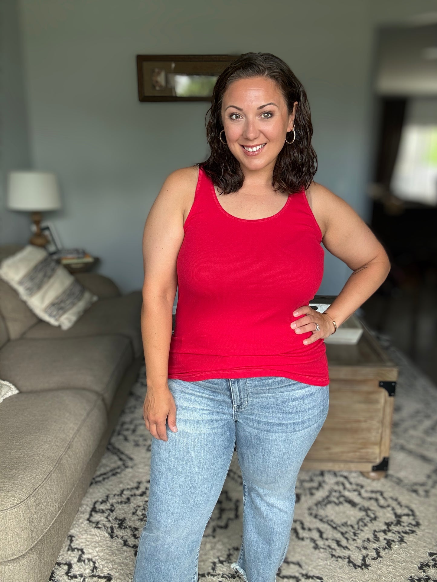 Keeping it Cool Scoop Neck Tank in Ruby
