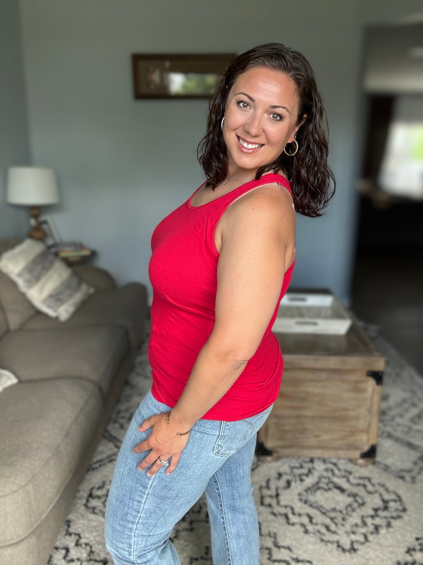 Keeping it Cool Scoop Neck Tank in Ruby