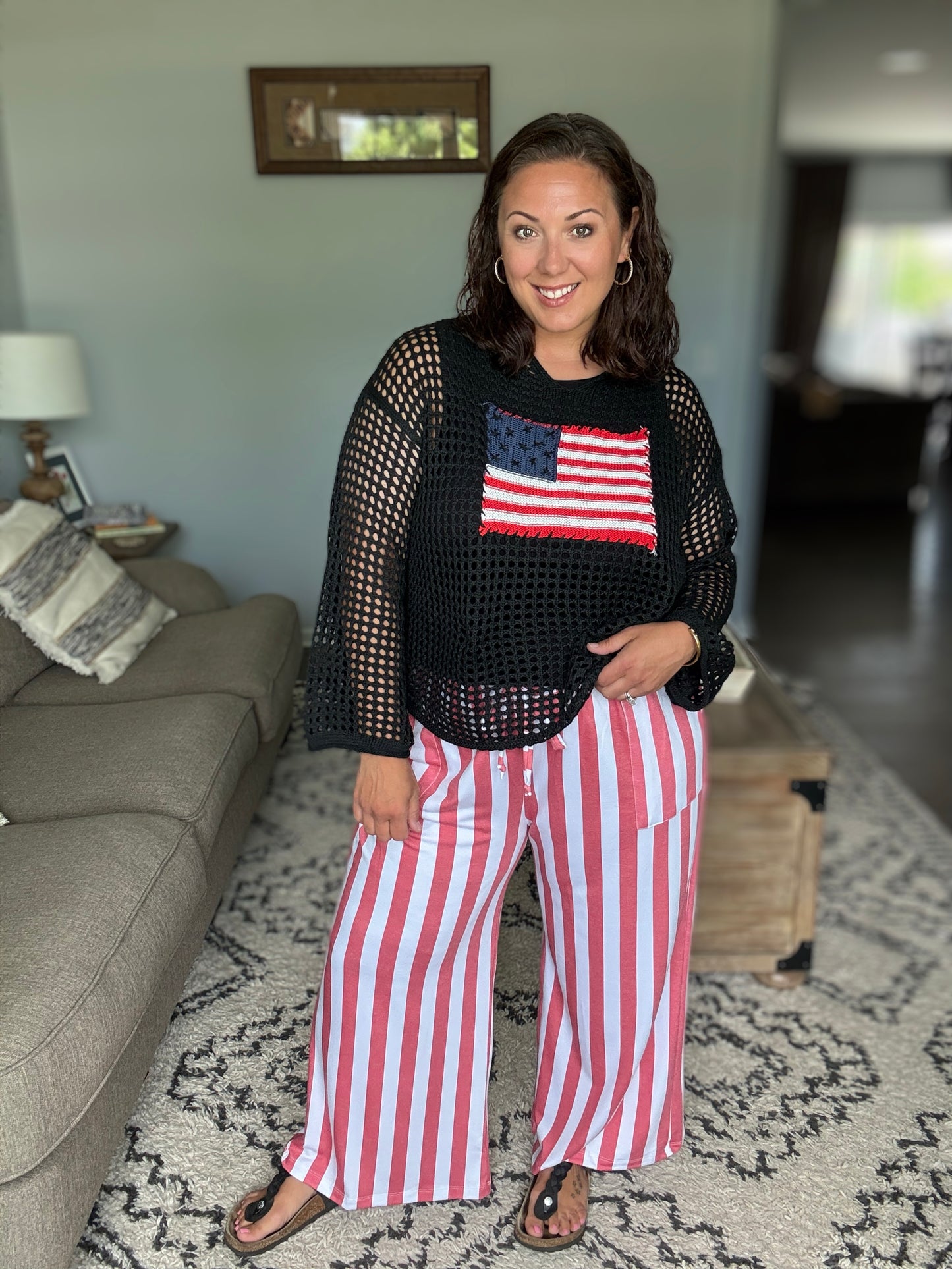 Take Your Time High Waisted Wide Leg Striped Bottoms