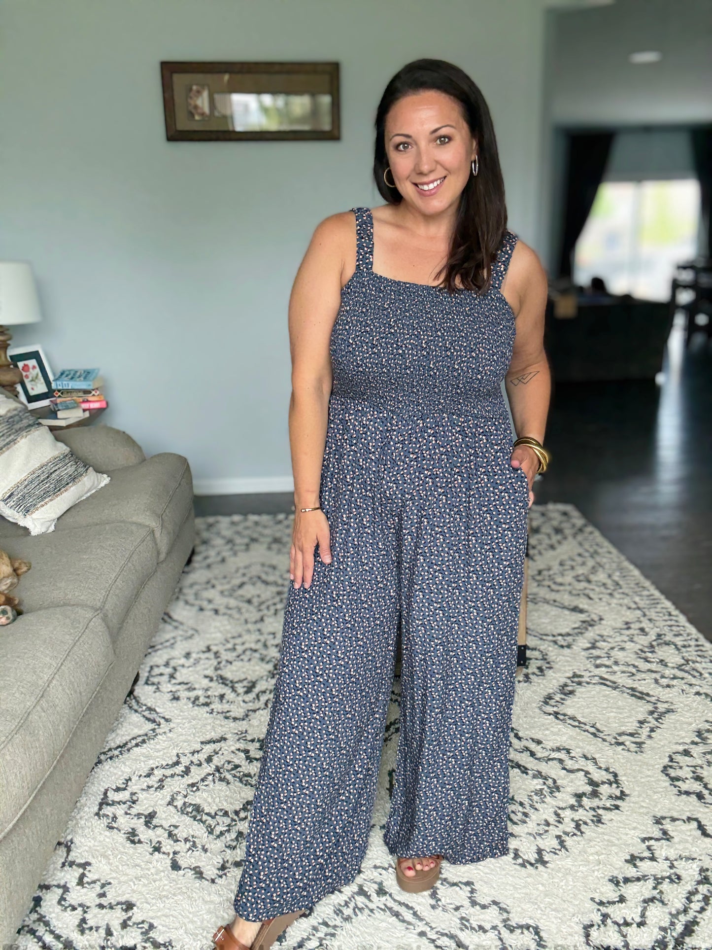 Live Your Best Life Floral Jumpsuit in Blue Floral