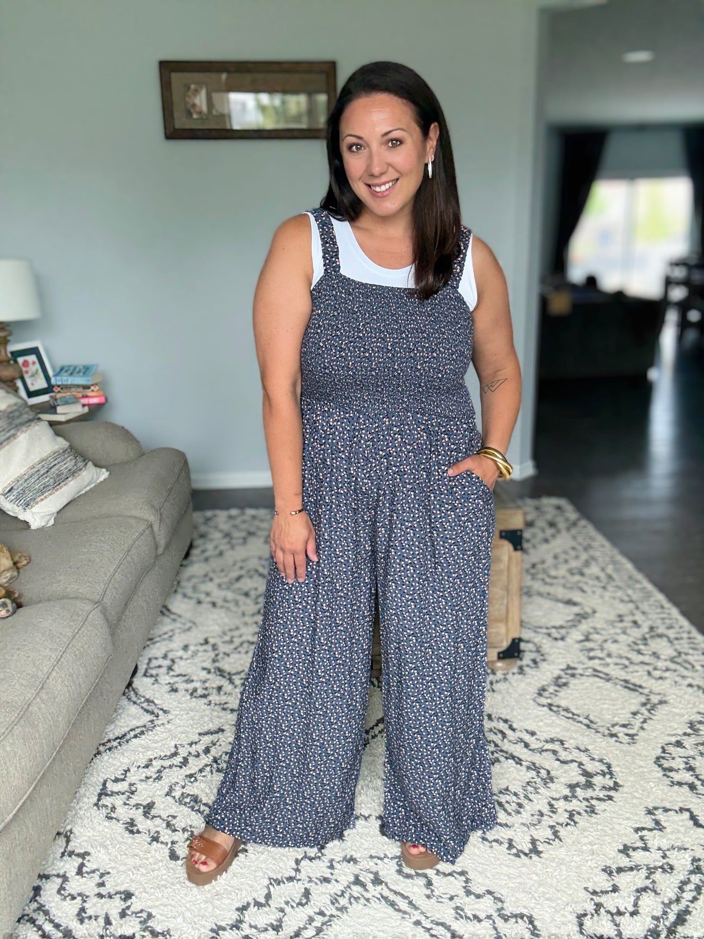 Live Your Best Life Floral Jumpsuit in Blue Floral