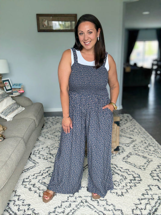 Live Your Best Life Floral Jumpsuit in Blue Floral