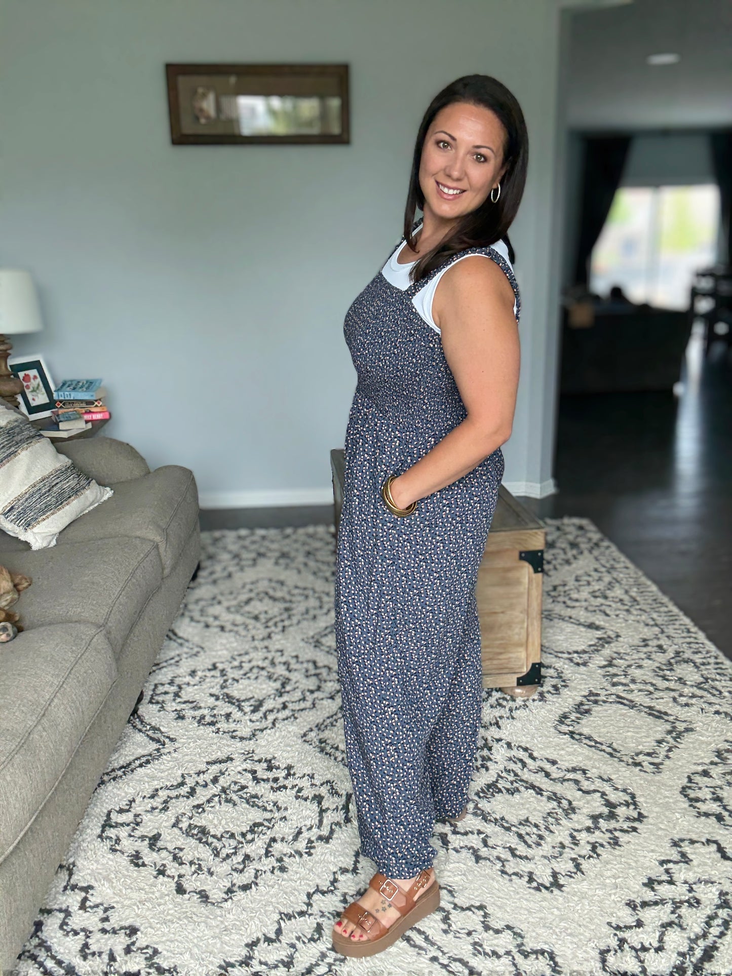 Live Your Best Life Floral Jumpsuit in Blue Floral