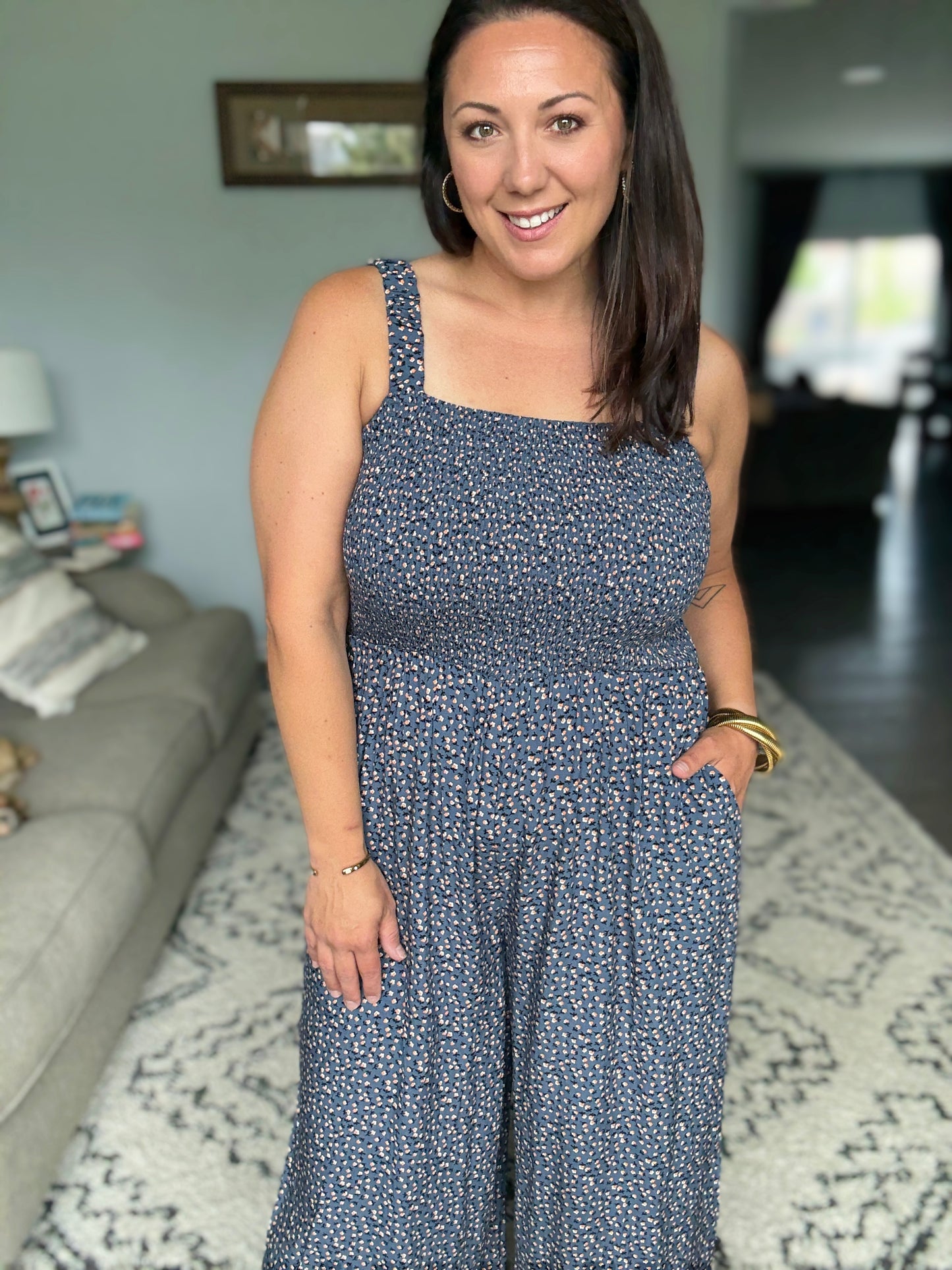 Live Your Best Life Floral Jumpsuit in Blue Floral