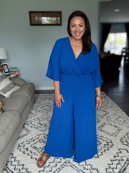 Double Take Surplice Wide Leg Jumpsuit with Pockets in 4 Colors