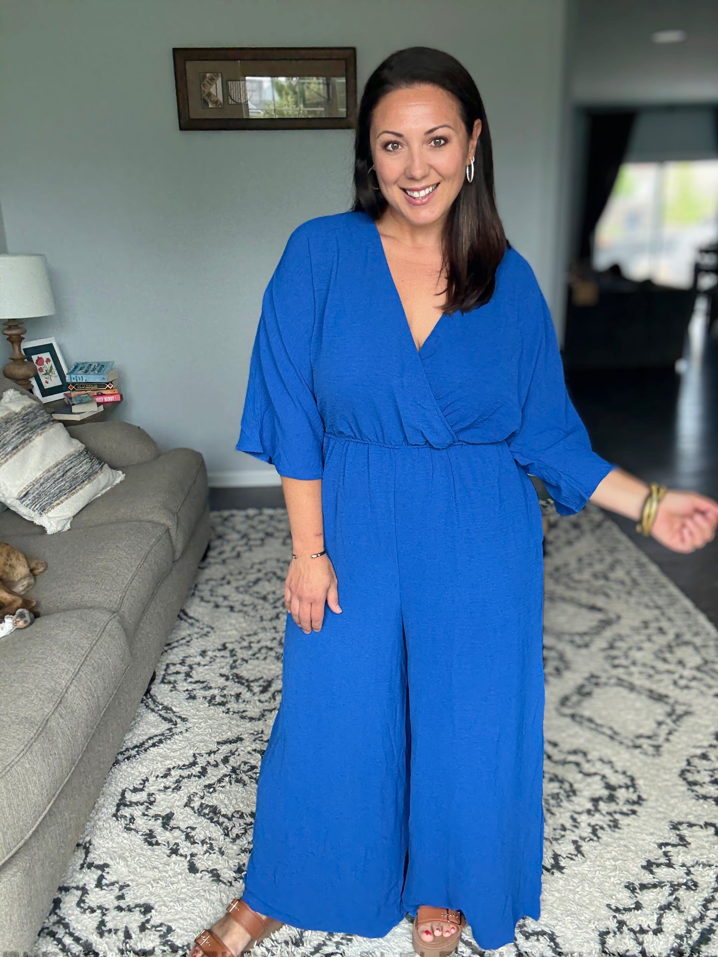Double Take Surplice Wide Leg Jumpsuit with Pockets in 4 Colors