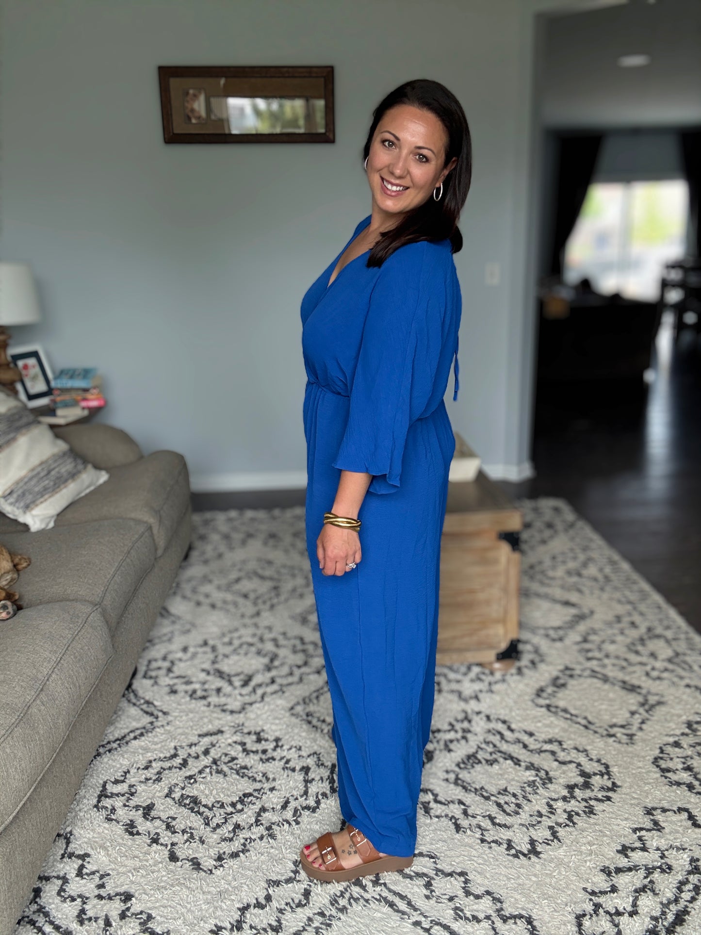 Double Take Surplice Wide Leg Jumpsuit with Pockets in 4 Colors