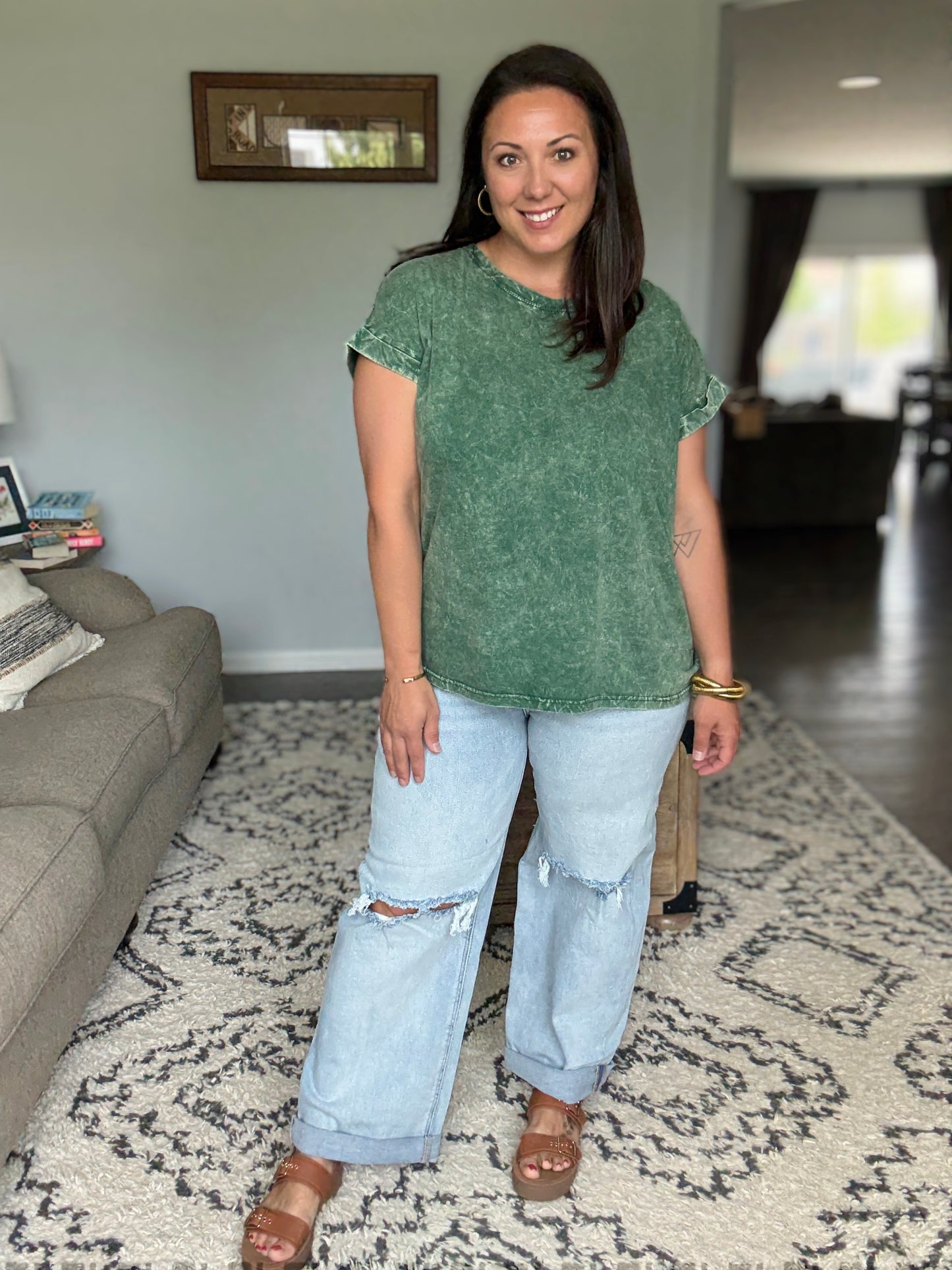 RISEN Neely Mid Rise Wide Fit Lightwash Boyfriend Jeans