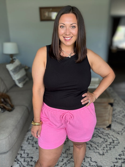 Michelle Mae Weslie Waffle Shorts - Pink