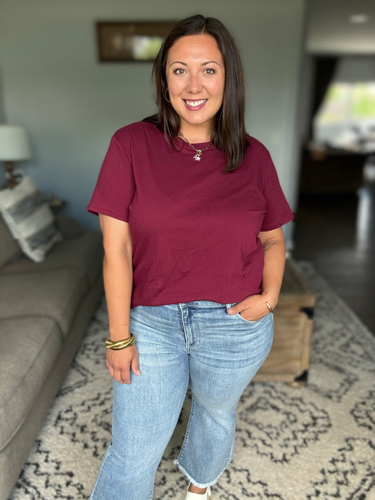 Rest Assured Basic Relaxed Tee in Cabernet