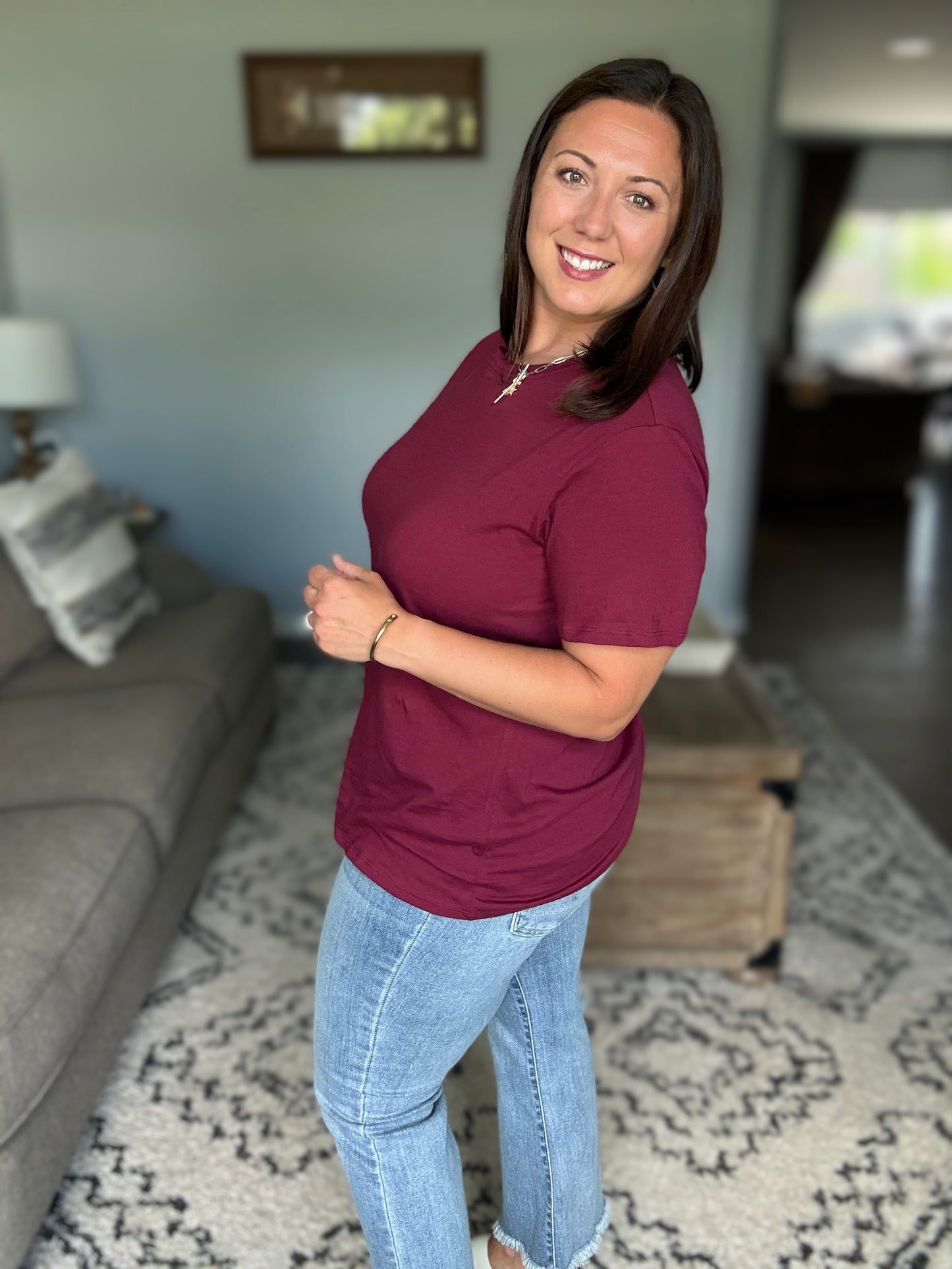 Rest Assured Basic Relaxed Tee in Cabernet