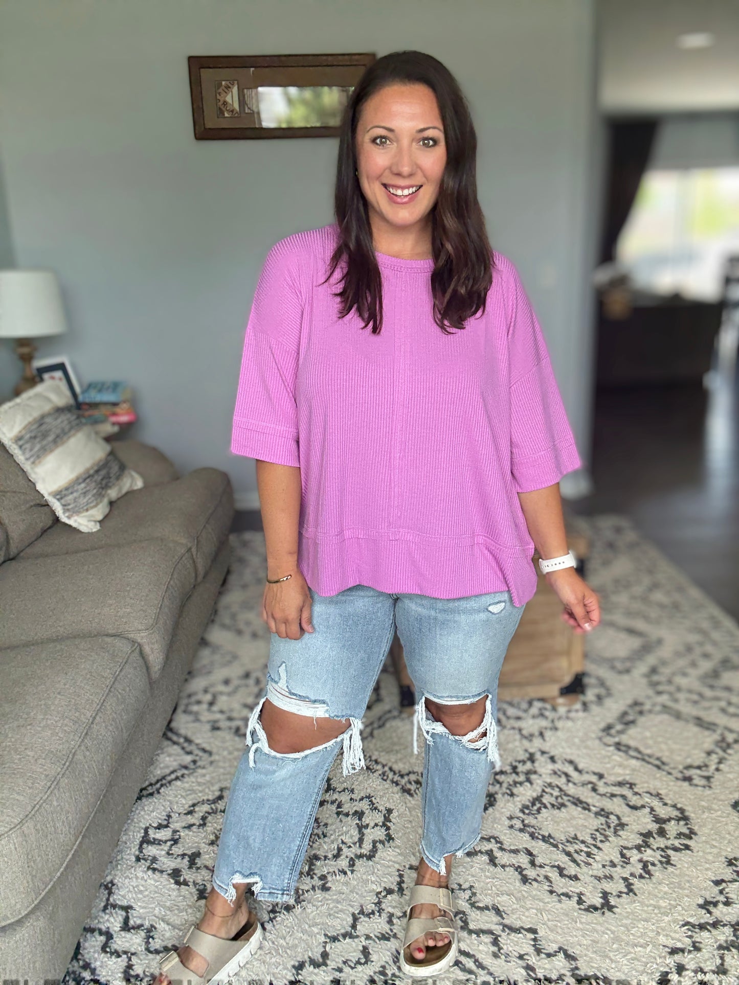 Stay On Top Relaxed Tee in Mauve