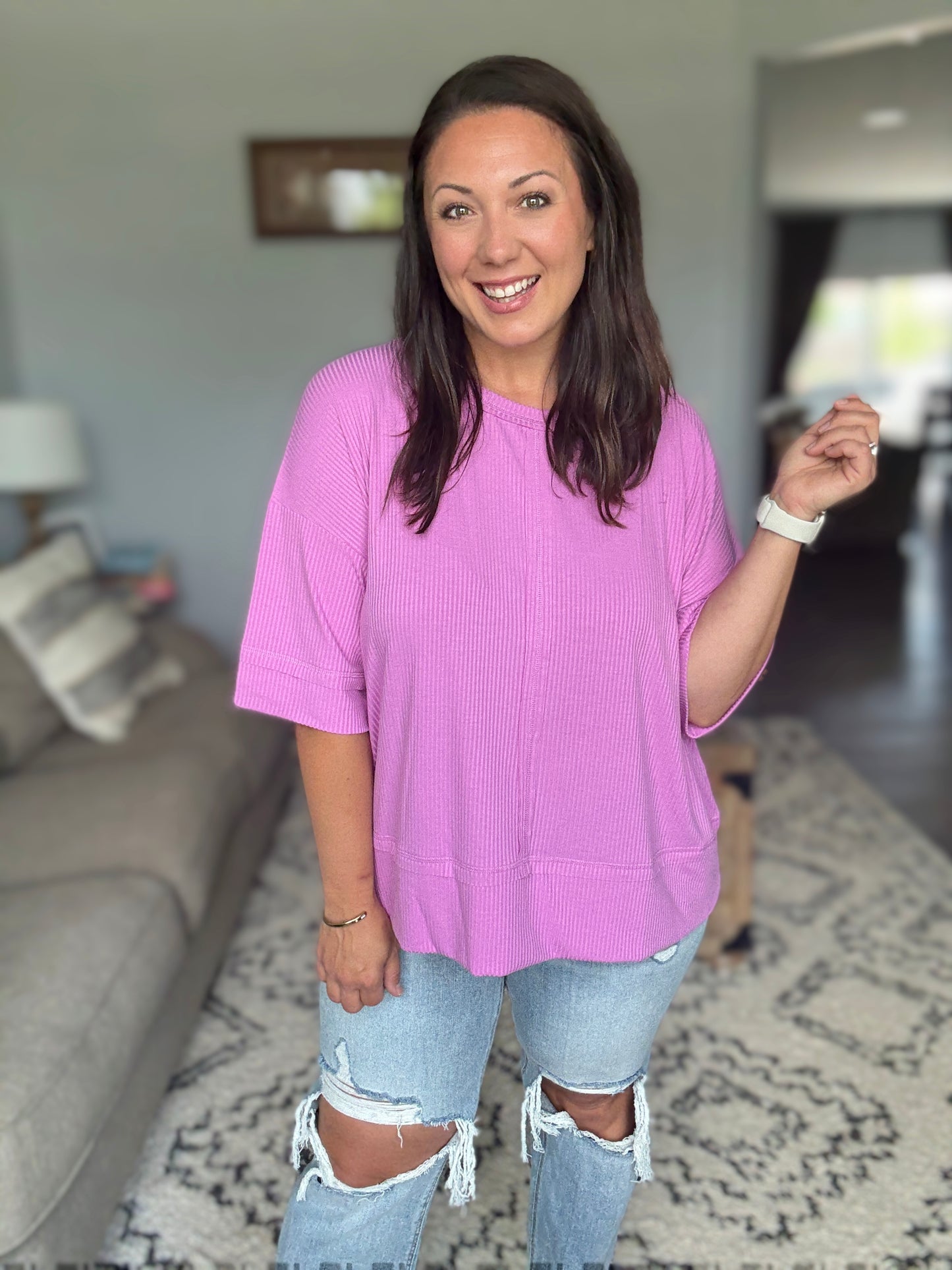 Stay On Top Relaxed Tee in Mauve