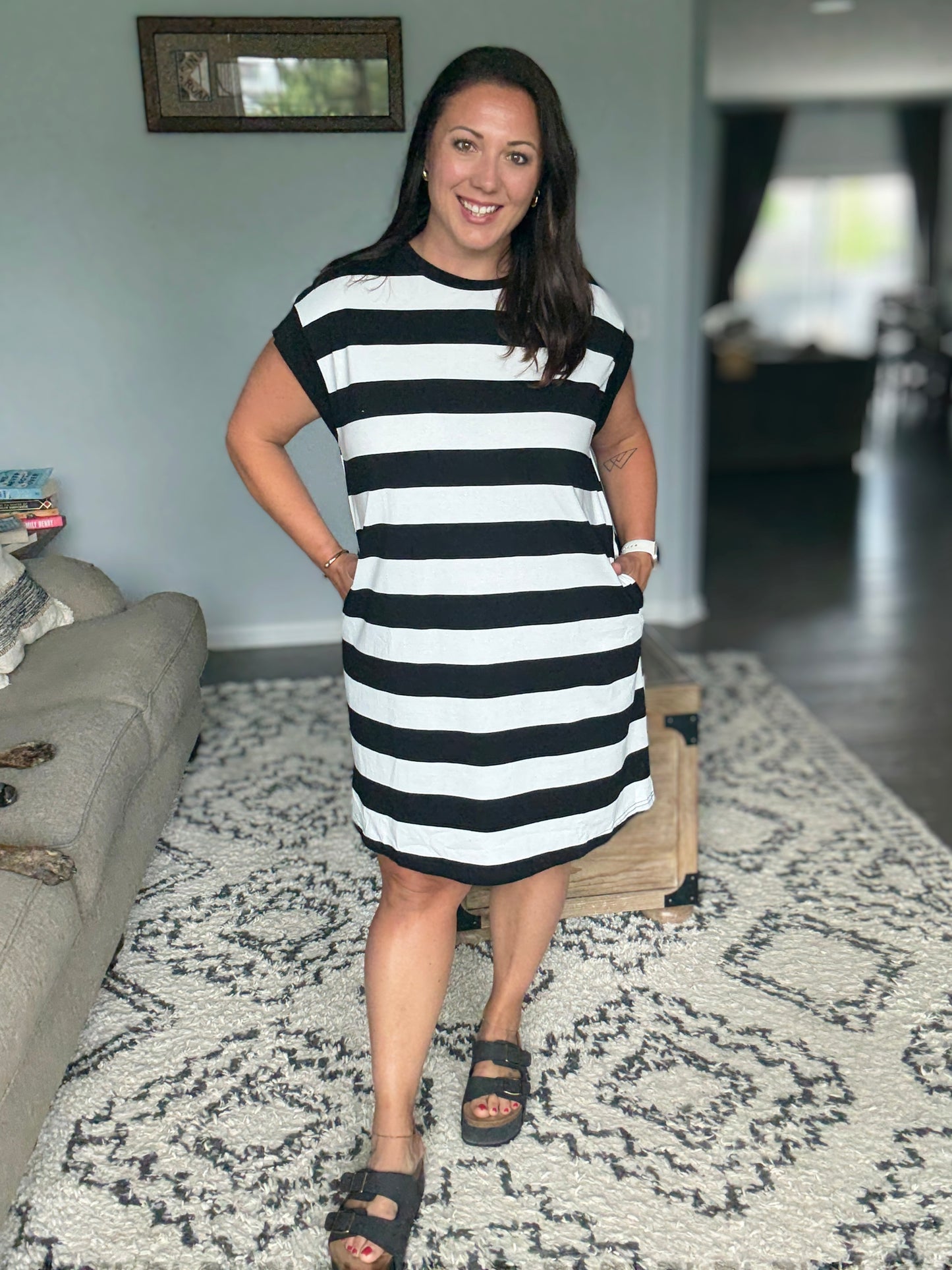 Basic Bae Striped Cap Sleeve Mini T-Shirt Dress in 3 Colors