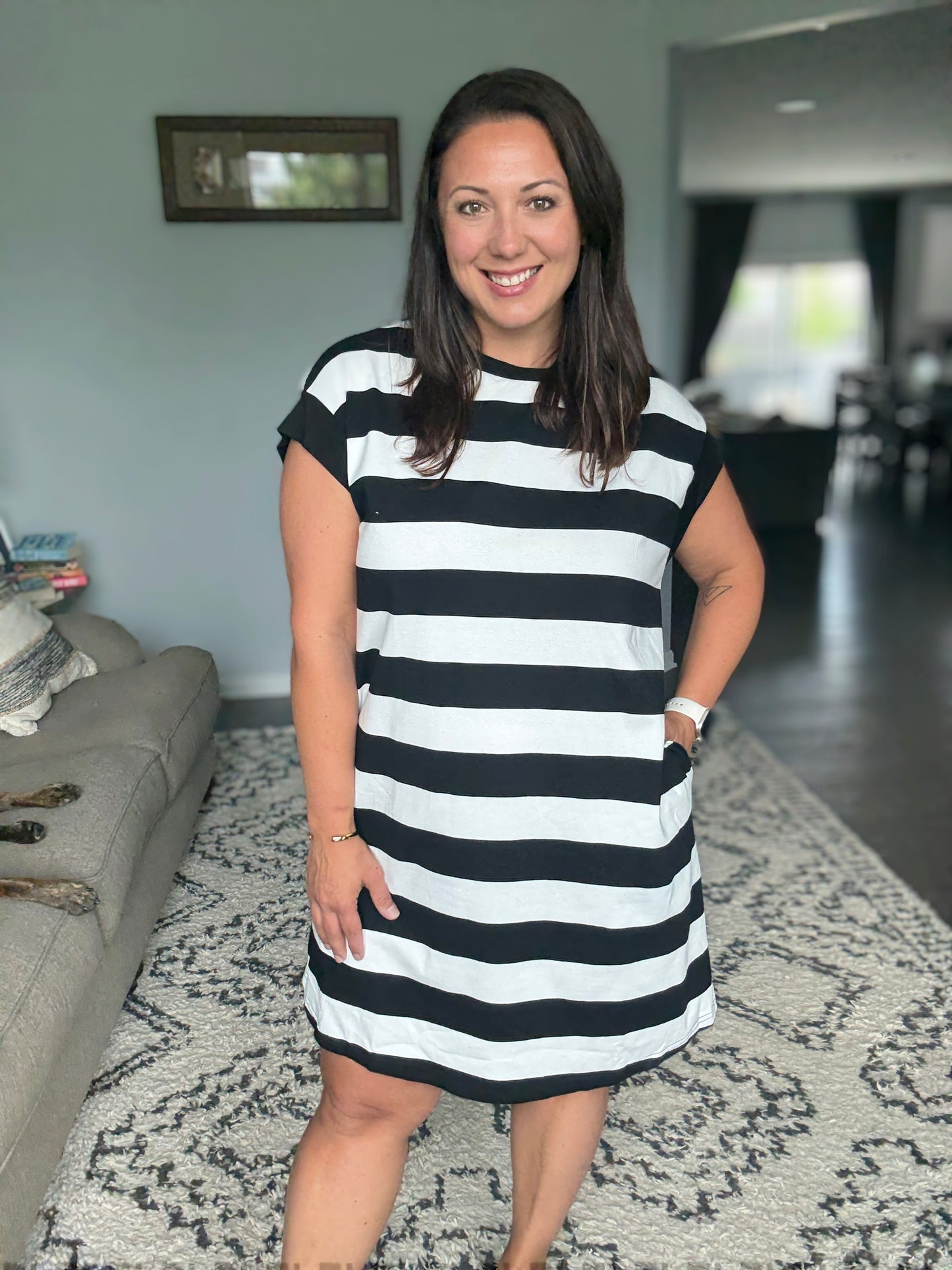 Basic Bae Striped Cap Sleeve Mini T-Shirt Dress in 3 Colors
