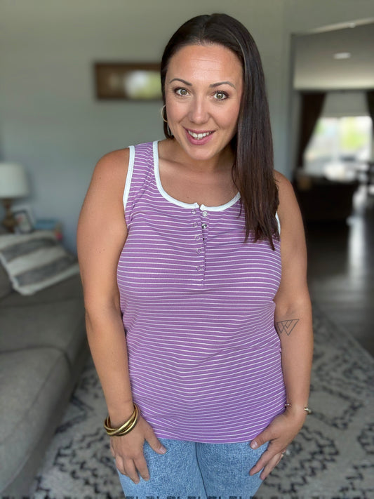 IN STOCK Shiloh Button Snap Tank - Purple