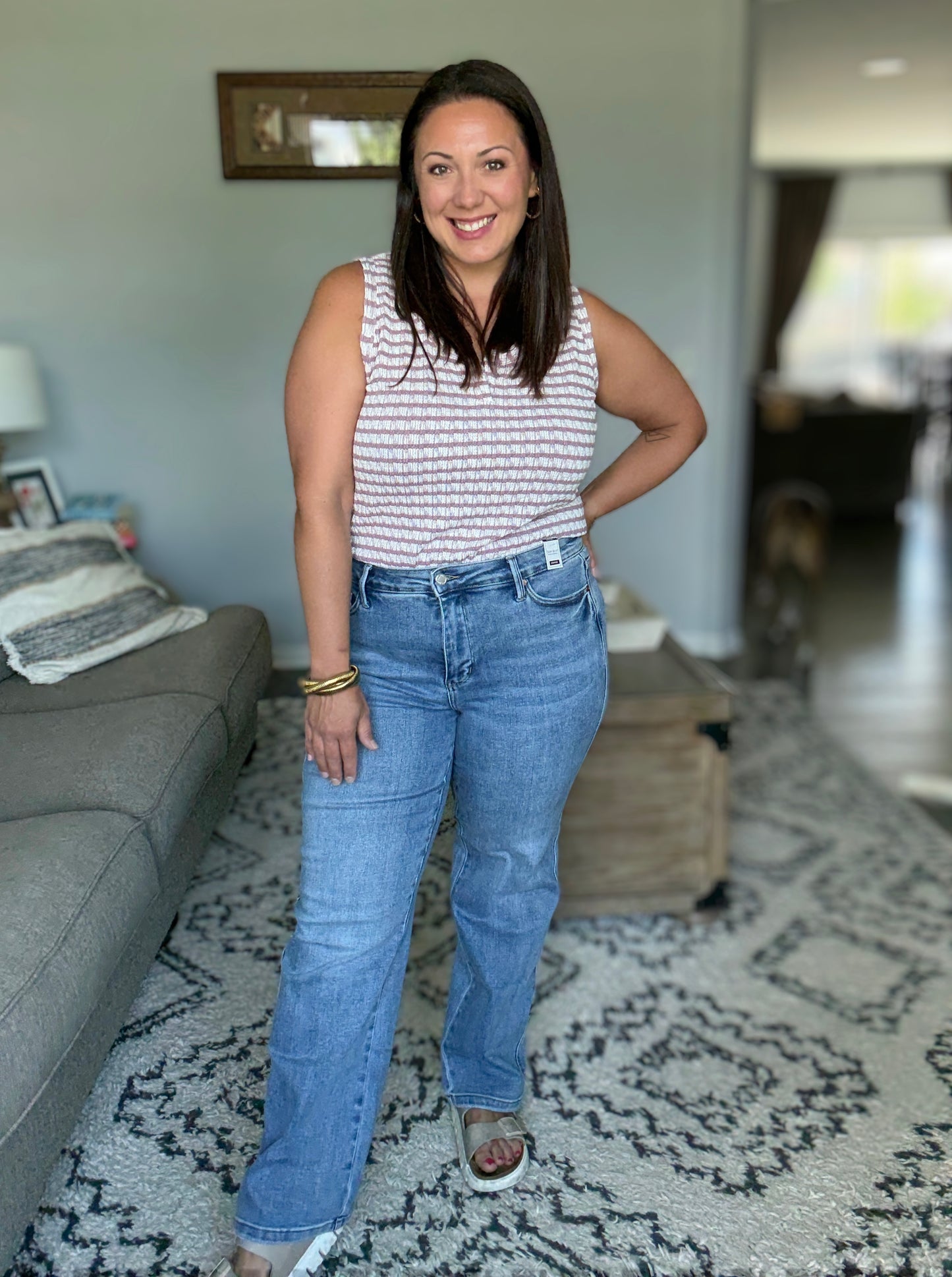 Corrine Mid Rise Control Top Vintage Straight Jeans