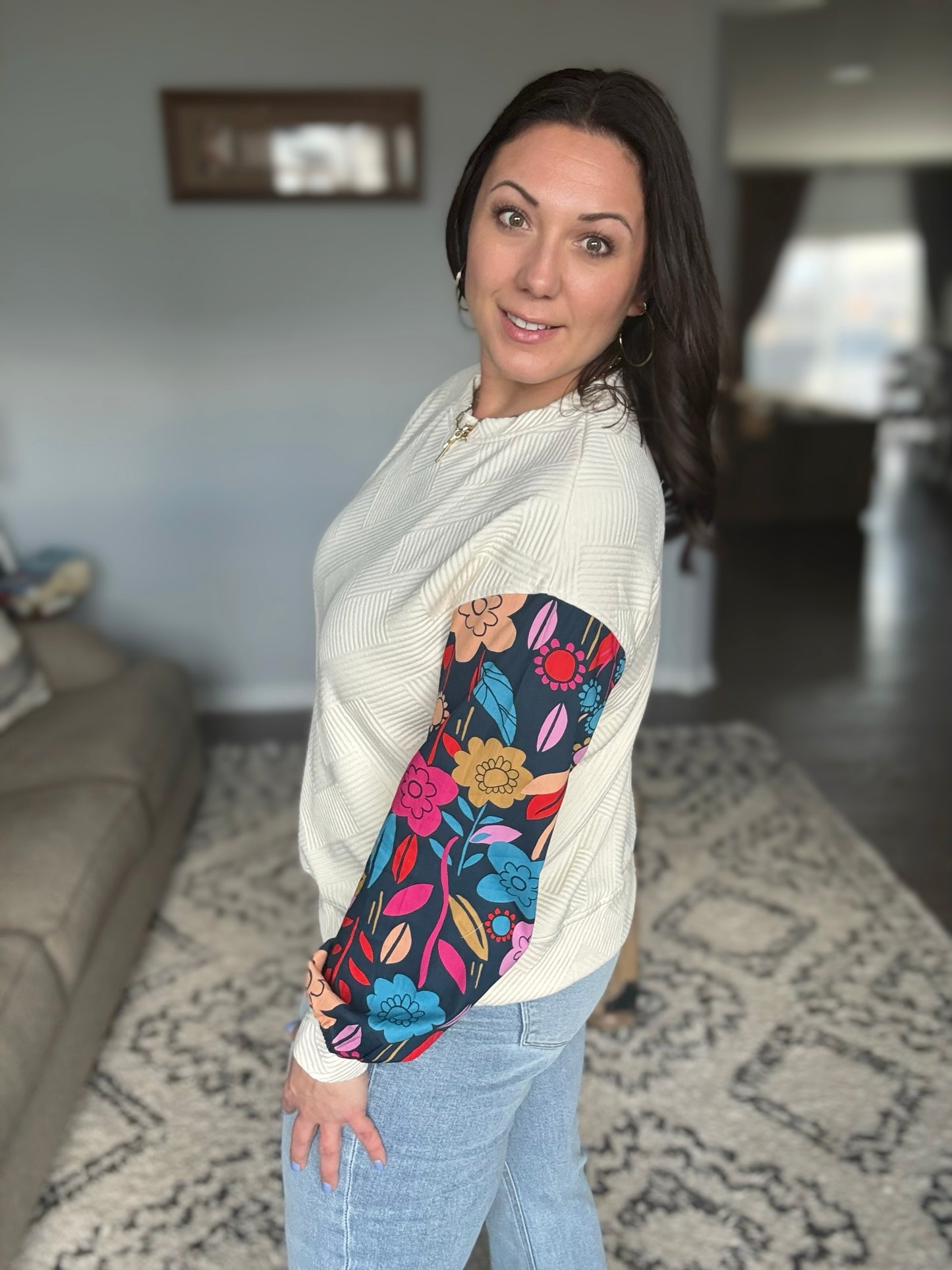 Sing a Melody Floral Sleeve Top