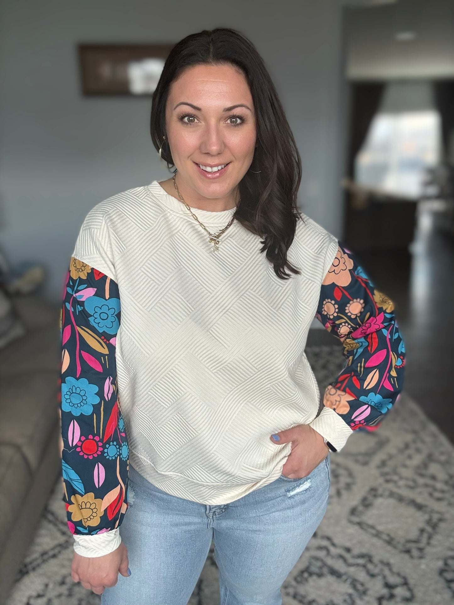 Sing a Melody Floral Sleeve Top