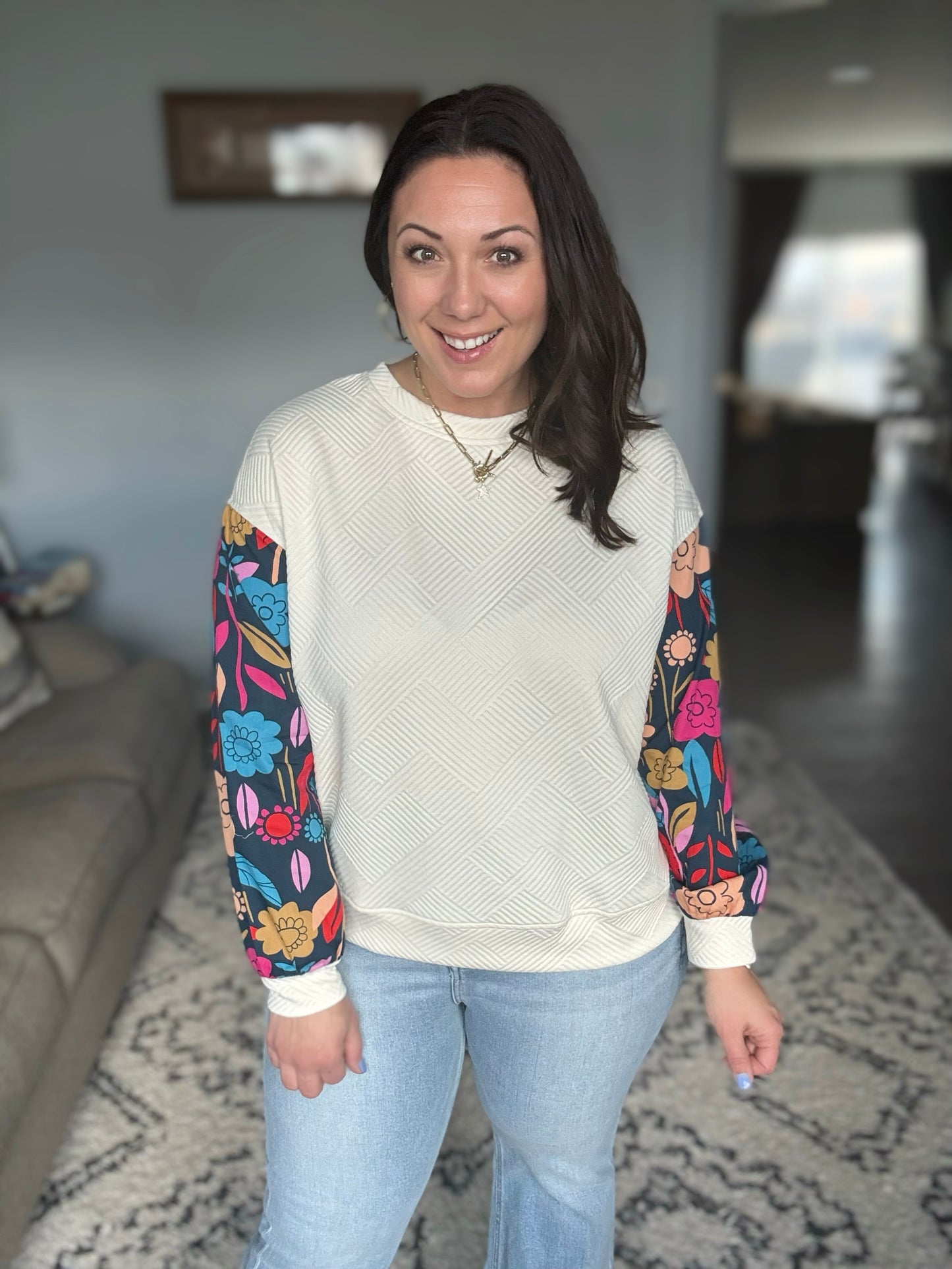 Sing a Melody Floral Sleeve Top