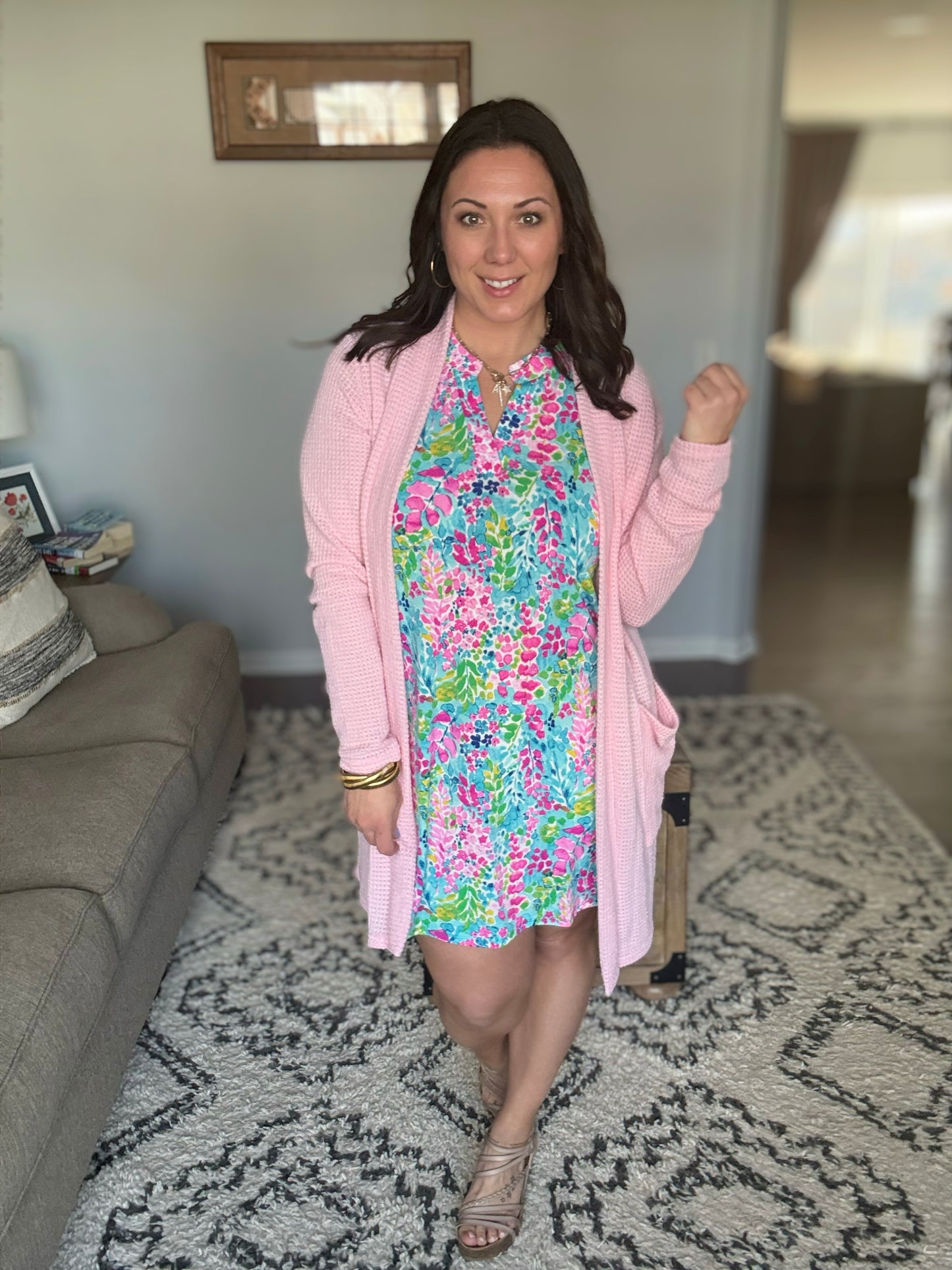 Lizzy Tank Dress in Mint Spring Floral