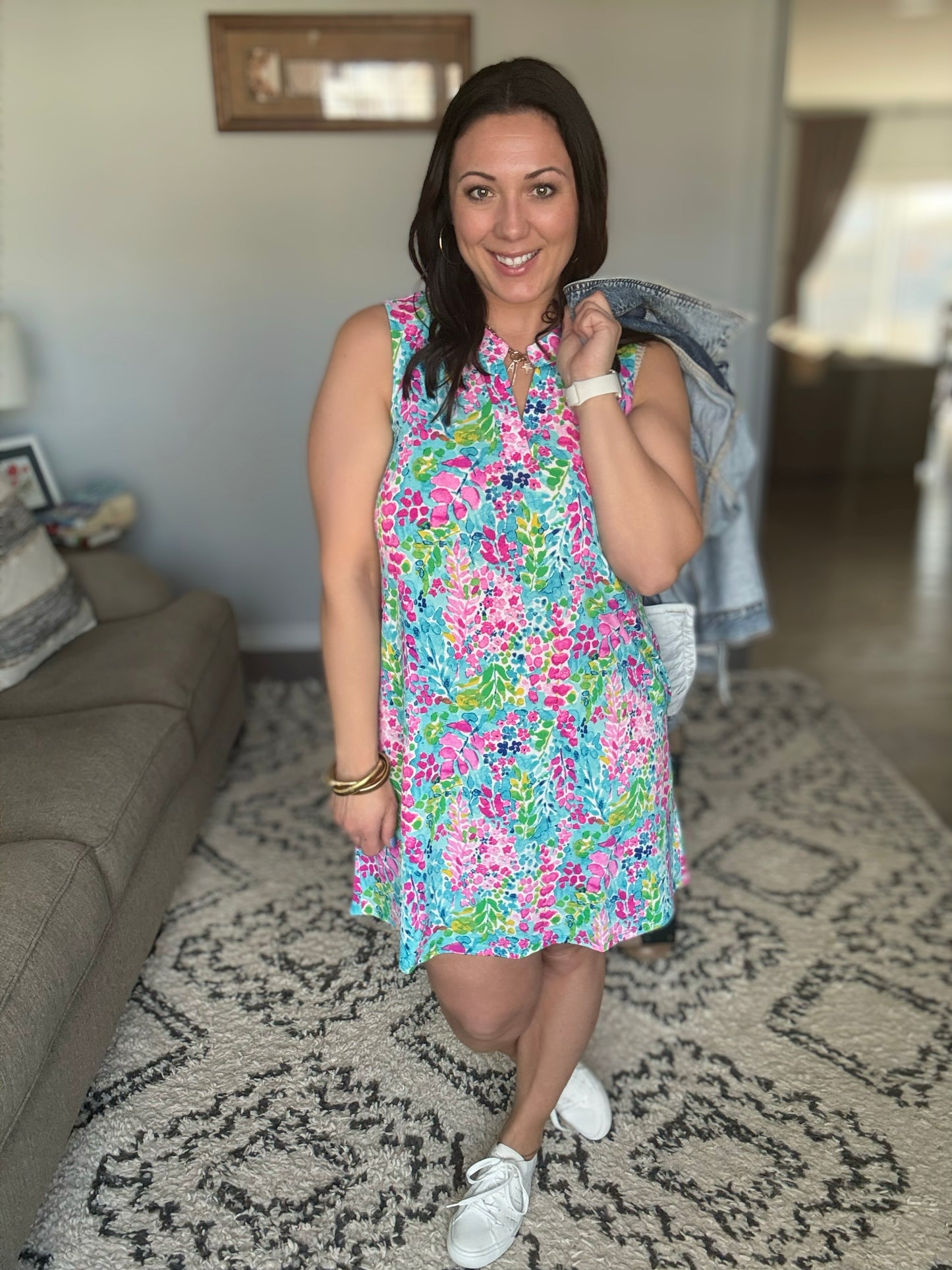 Lizzy Tank Dress in Mint Spring Floral