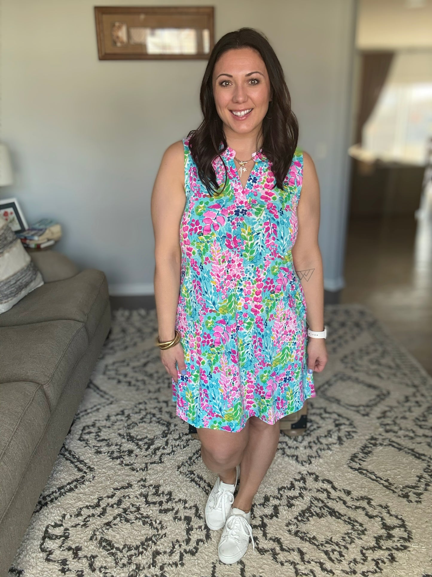 Lizzy Tank Dress in Mint Spring Floral