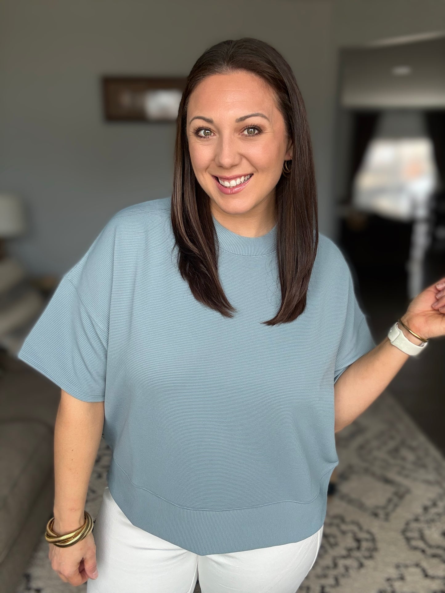 Sense of Clarity Boxy Top in Blue Grey