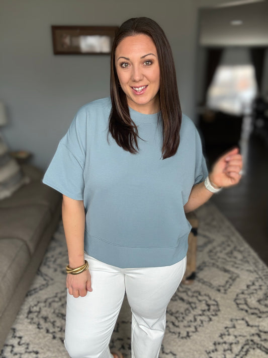 Sense of Clarity Boxy Top in Blue Grey