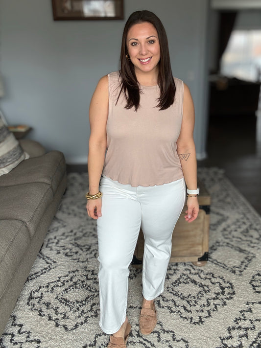 White Tummy Control Ankle Straight Judy Blue Jeans