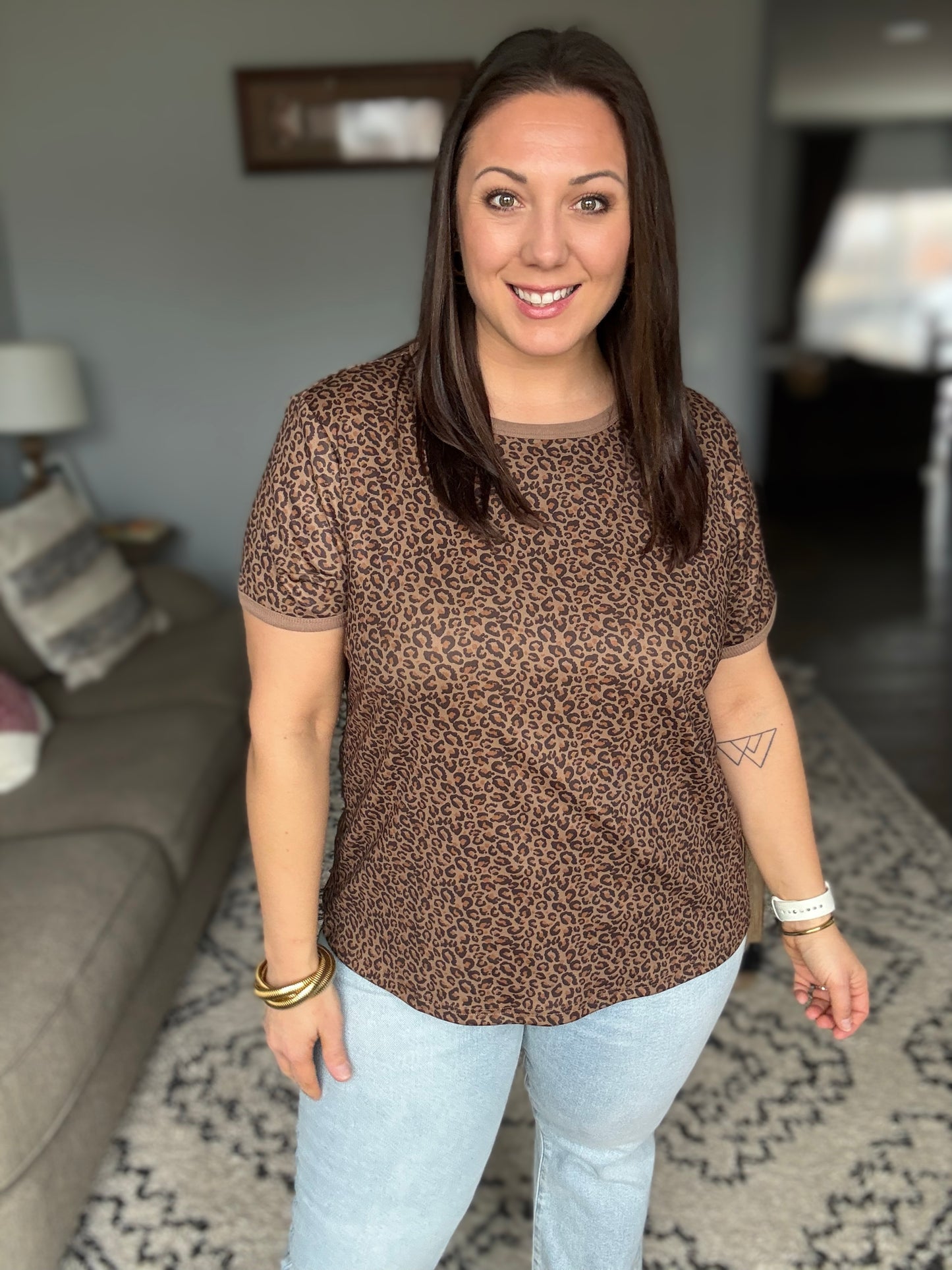 Leopard Print Crewneck Top
