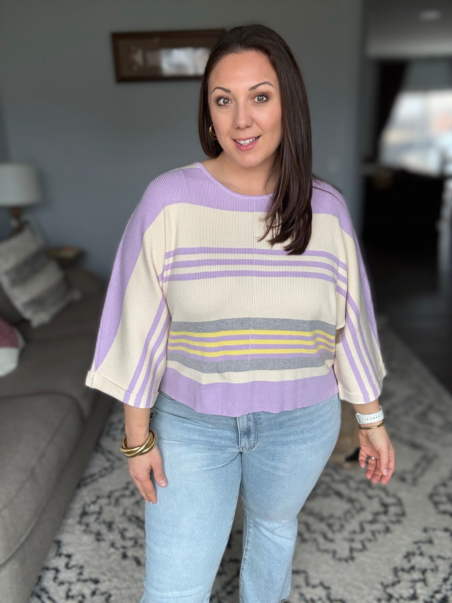 Barely Justified Striped Dolman Sleeve Top