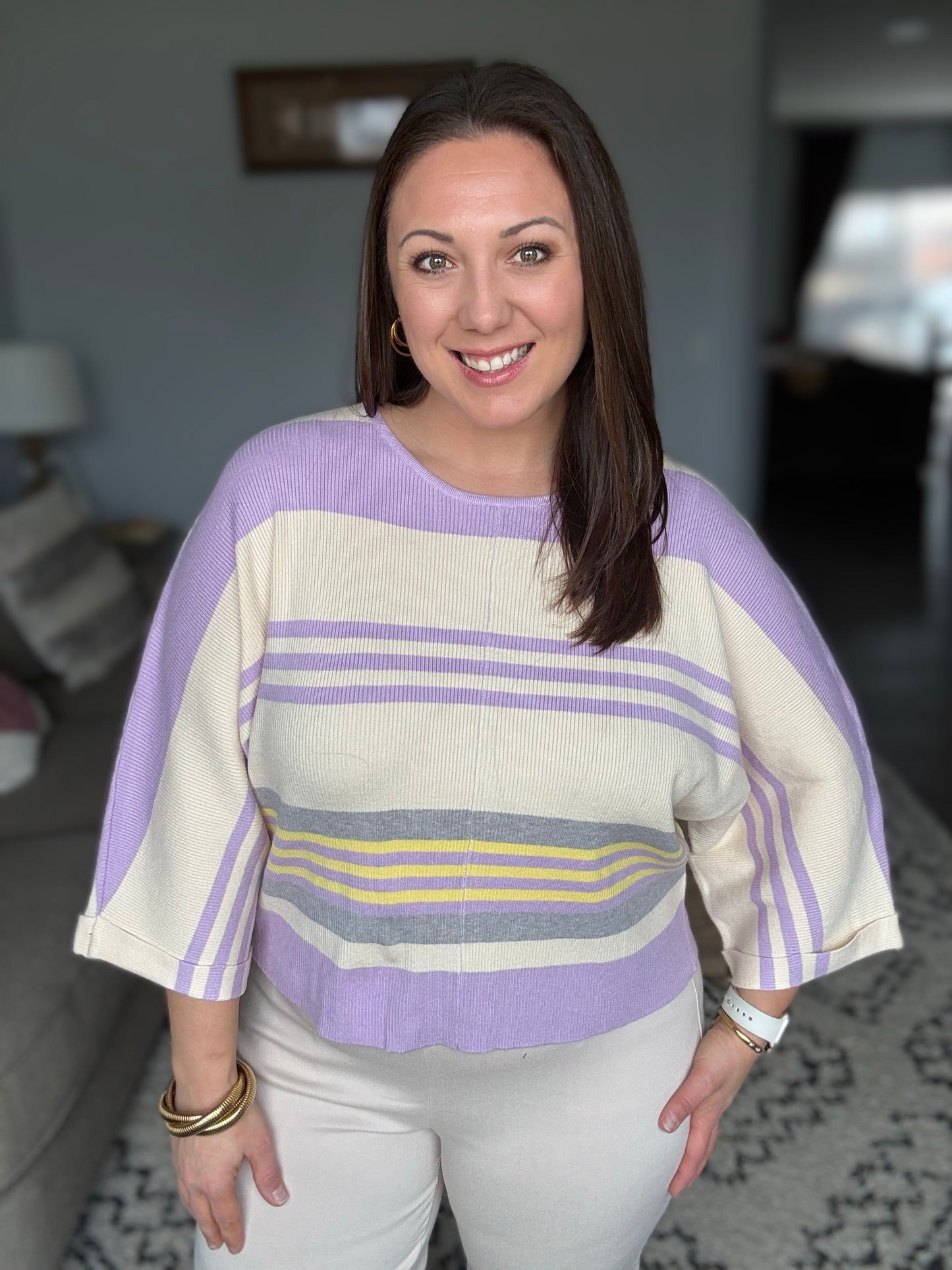 Barely Justified Striped Dolman Sleeve Top
