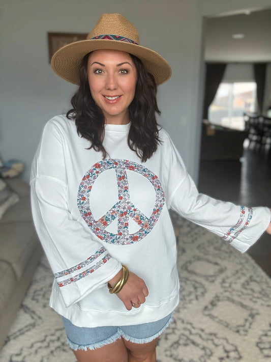 Peace, Love, and Flowers Peace Sign Top