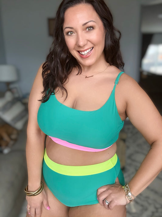 Fiji Color Block Swim Top