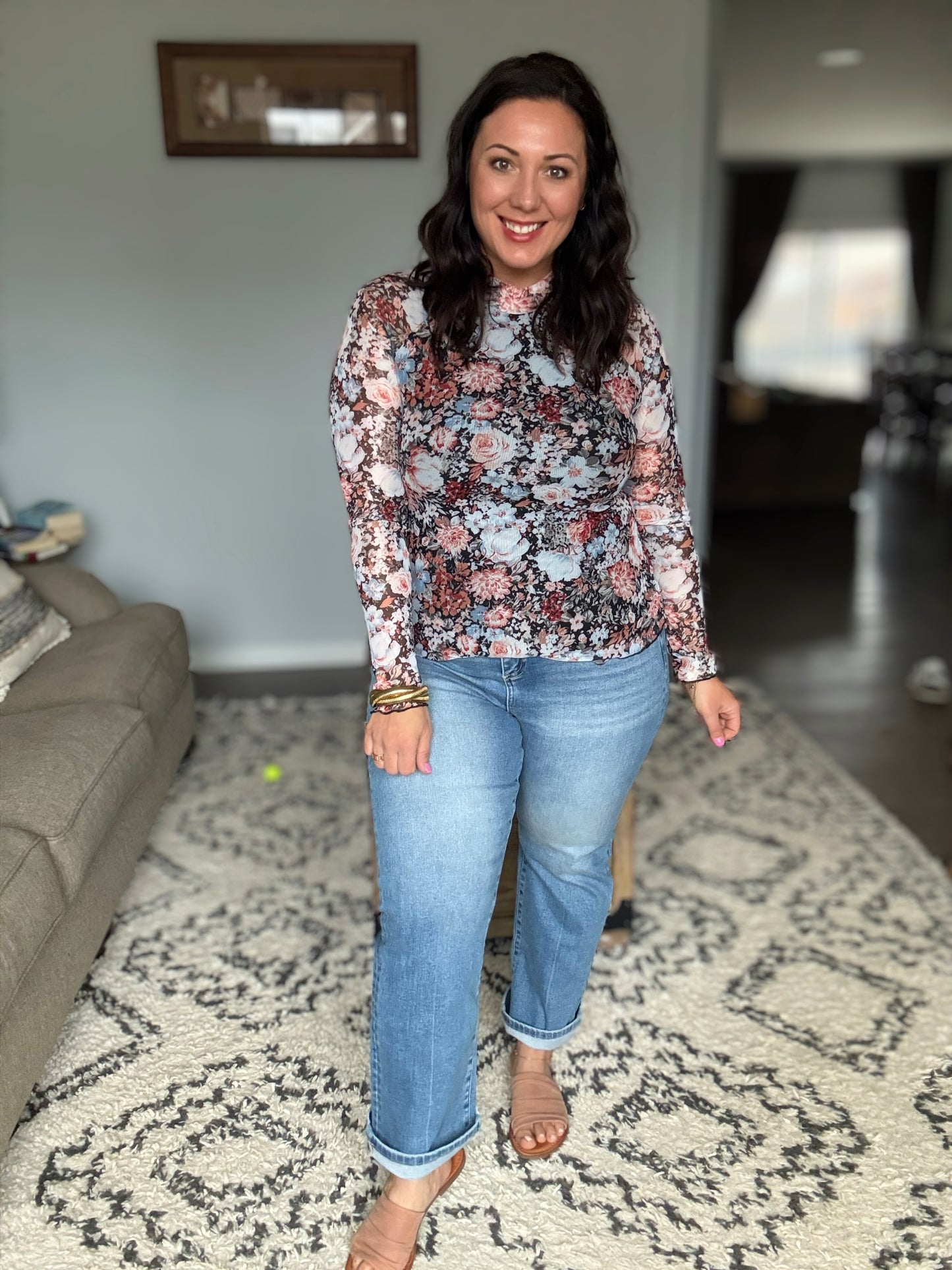 RISEN Tummy Control High Rise Crop Straight Jeans in Light Wash