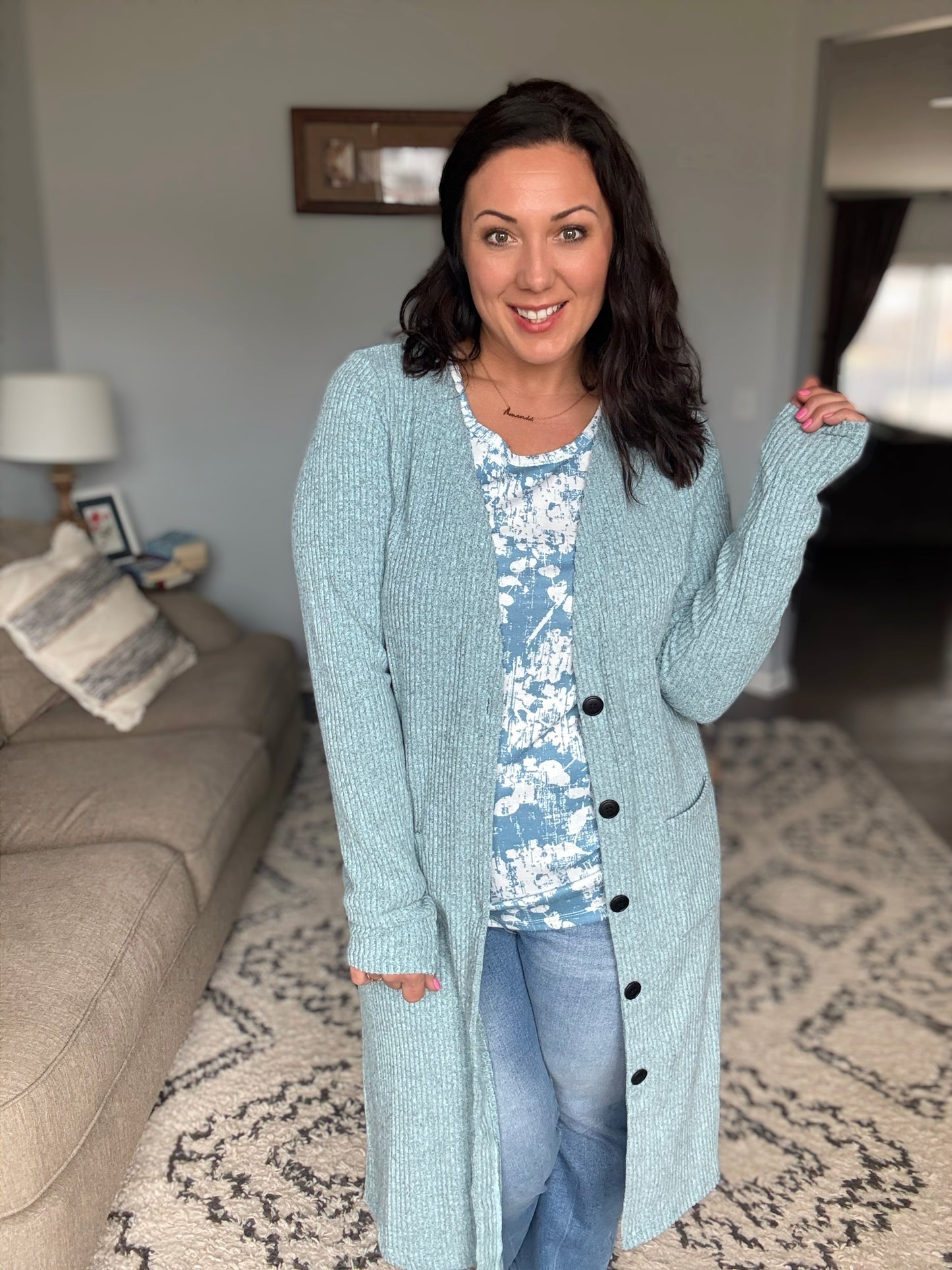 IN STOCK Knit Colbie Ribbed Cardigan - Dusty Blue