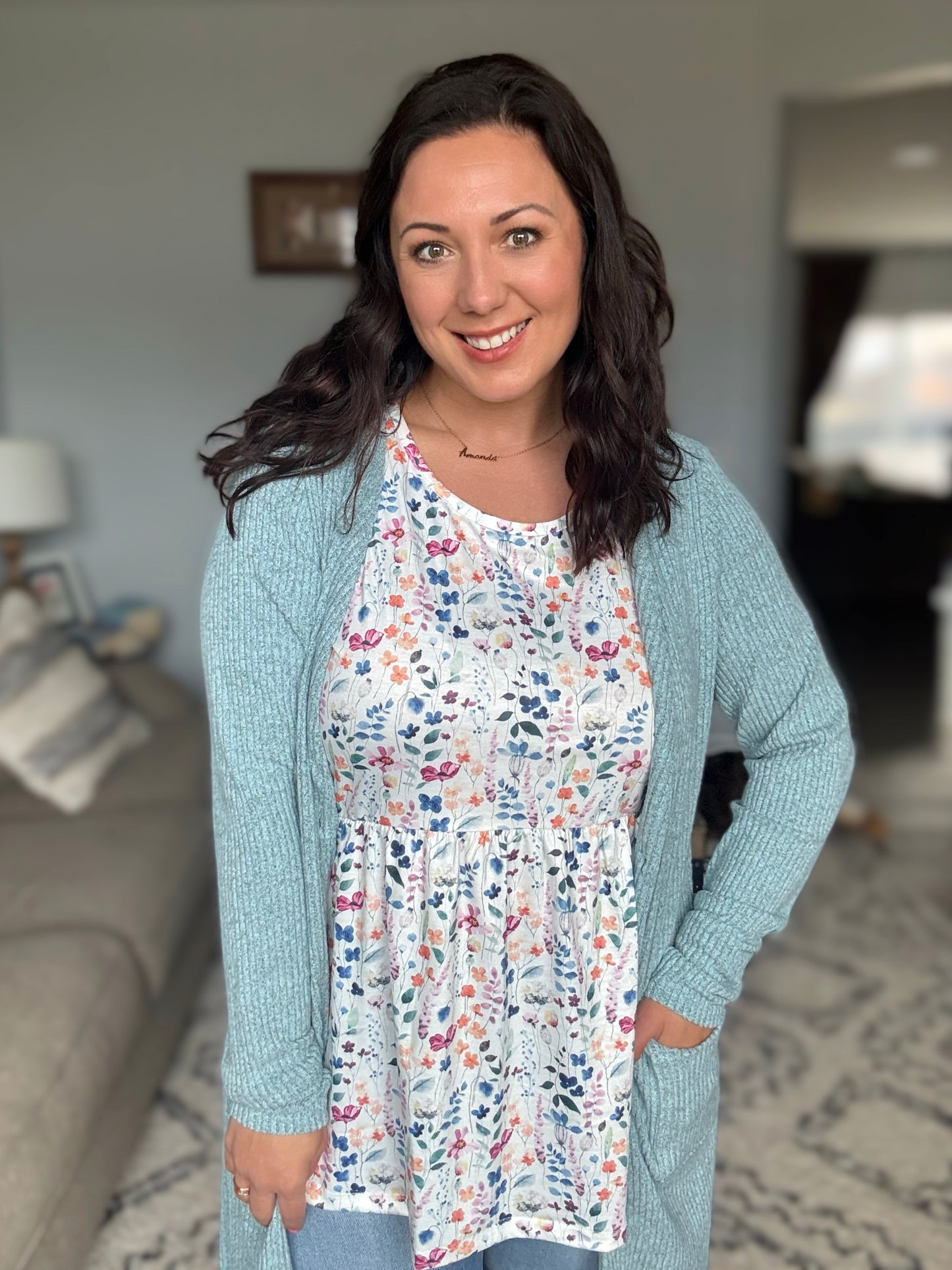 IN STOCK Knit Colbie Ribbed Cardigan - Dusty Blue