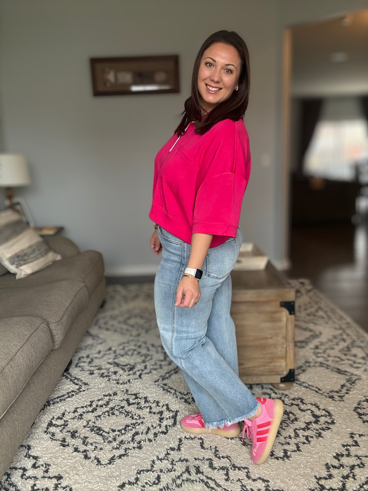 Mary Mid Rise Wide Leg Ankle Fray Hem Jeans