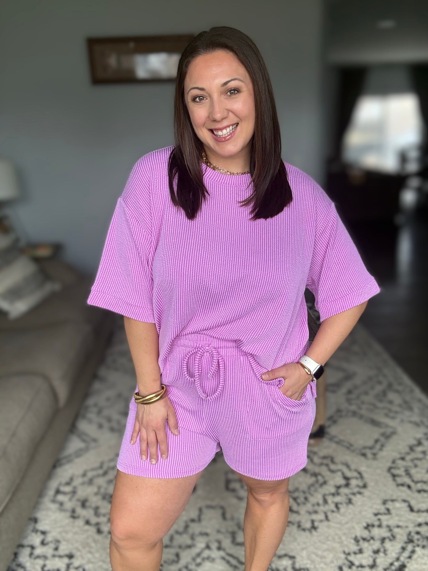 Fight the Feeling Top and Bottom Set in Spring Violet