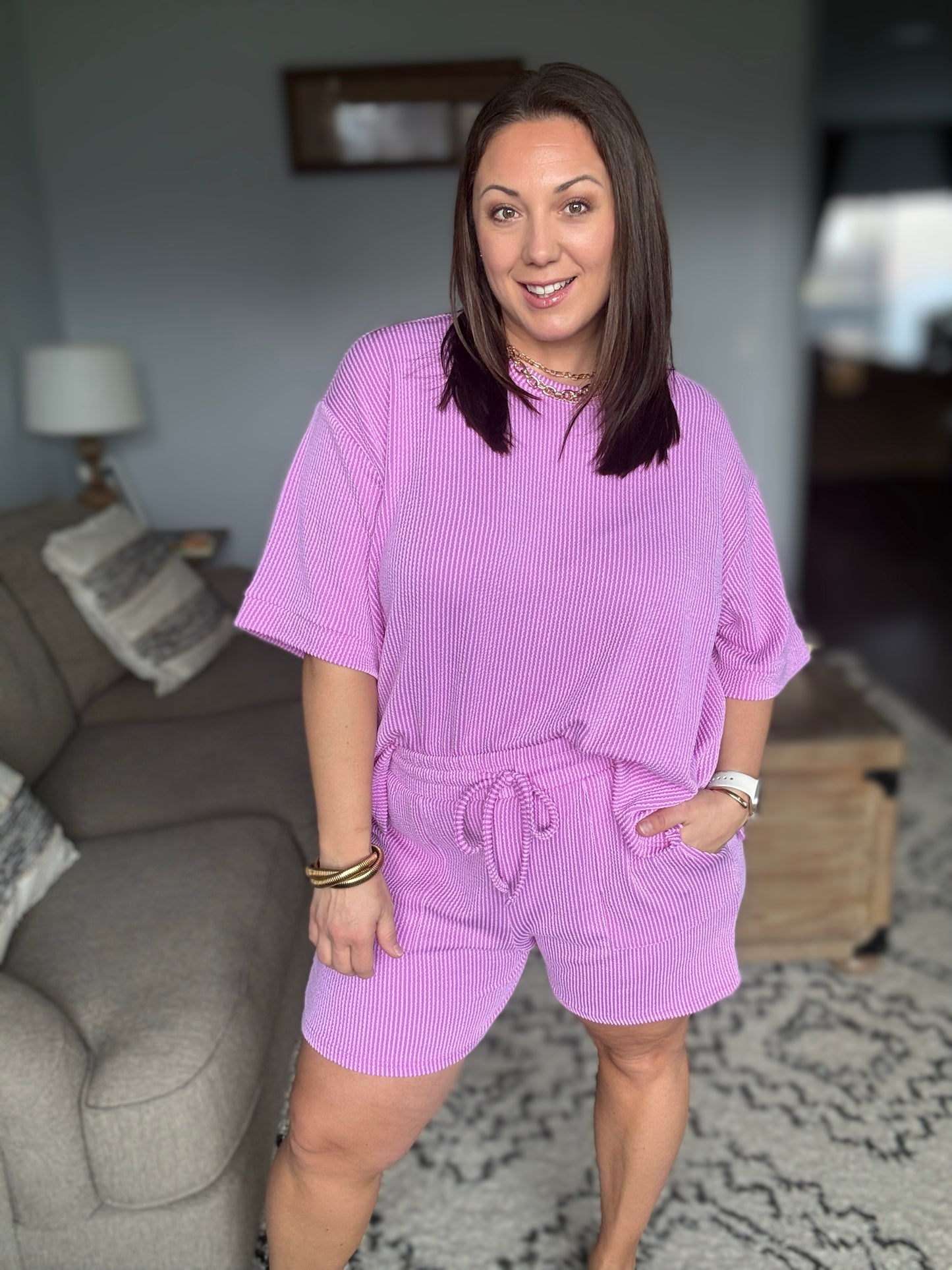 Fight the Feeling Top and Bottom Set in Spring Violet