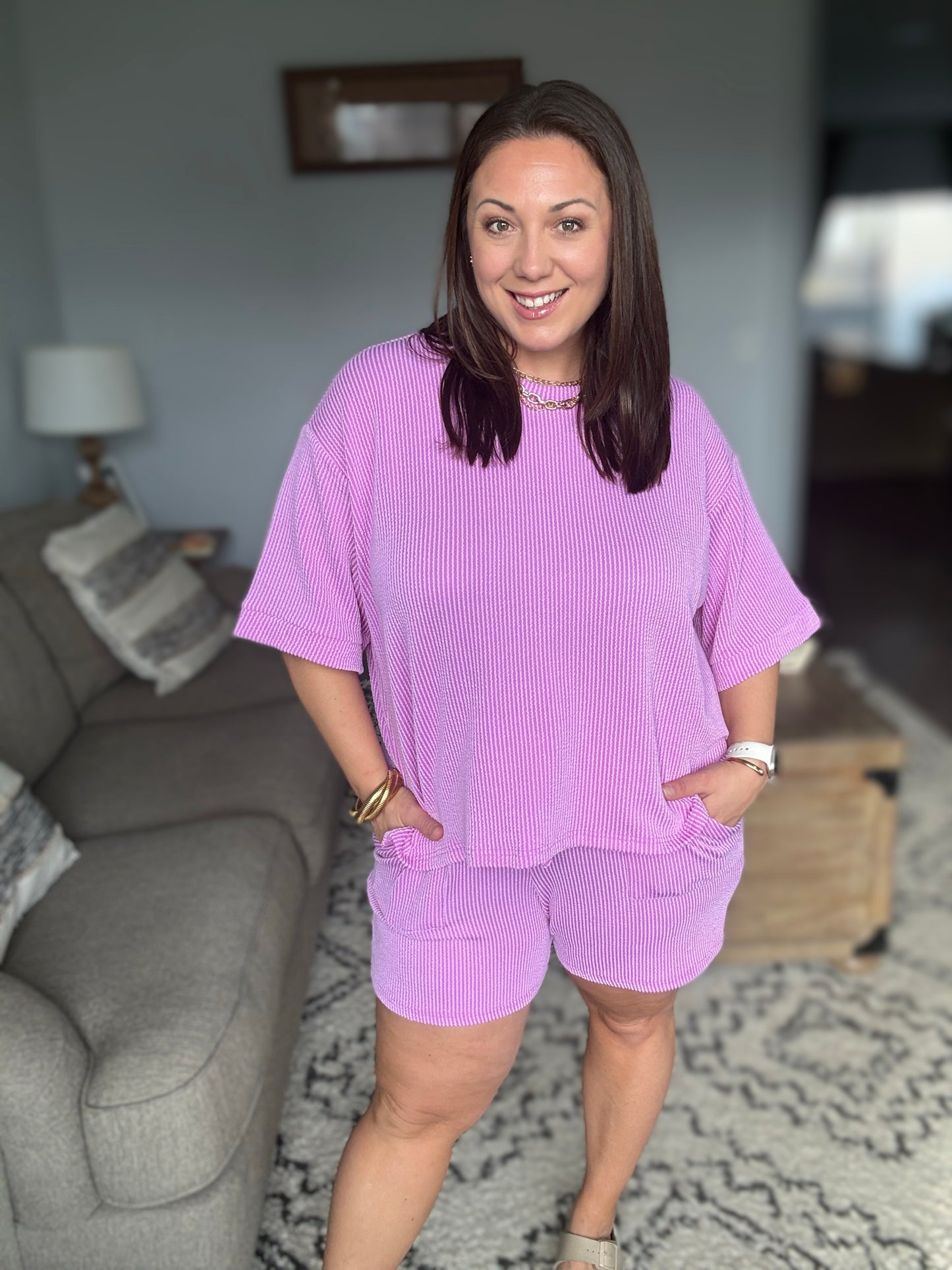 Fight the Feeling Top and Bottom Set in Spring Violet