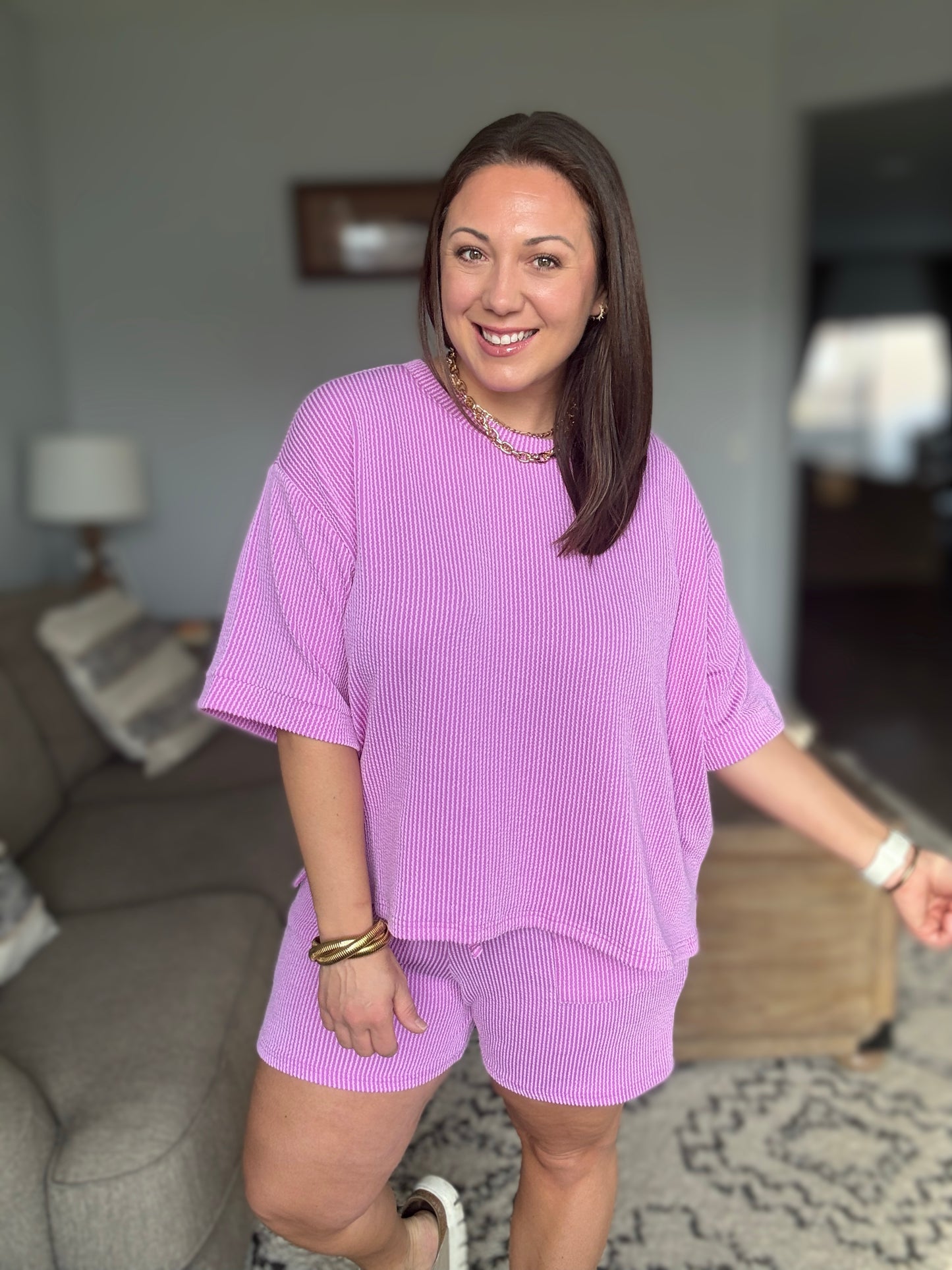 Fight the Feeling Top and Bottom Set in Spring Violet