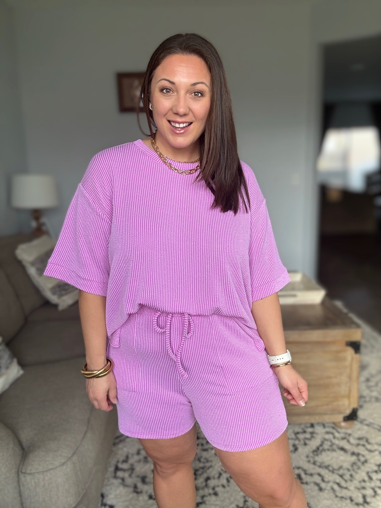 Fight the Feeling Top and Bottom Set in Spring Violet